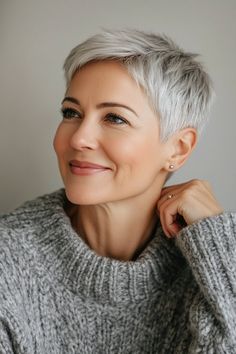 50+ Age-Defying Short Pixie Hairstyles for Women Over 50 in 2024 – CreativeBooster Pixie Haircut Grey Hair, Pixie Silver Hair, Undercut Pixie Edgy Over 50, Undercut For Thick Hair, Edgy Short Hair For Women Over 50, Silver Pixie Haircut, Edgy Pixie Haircuts Undercut, Edgy Pixie Hairstyles, Short Pixie Hairstyles