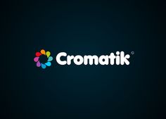 the logo for cromatik is shown on a dark background with multicolored dots