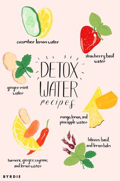 14 Detox Water Recipes to Help You De-Bloat #BenefitsOfBoiledLemonWater Strawberry Basil Water, Detox Cleanse Water, Basil Water, Best Detox Water, Cucumber Lemon Water, Mint Water, Pineapple Water, Resep Diet, Infused Water Recipes