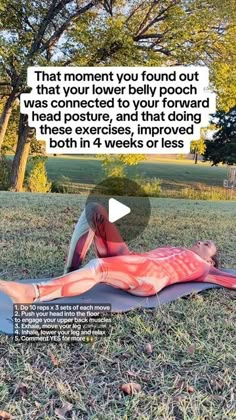 a woman laying on the ground with her back turned to look like she is doing yoga