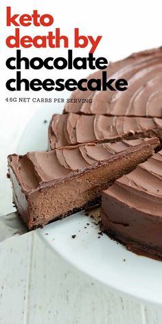 Keto Chocolate Cheesecake is the ultimate dessert for chocolate lovers. This mouthwatering baked cheesecake has triple the chocolate for triple the fun. Triple Chocolate Cheesecake, Low Carb Brownies, Low Carb Low Fat Recipes, Chocolate Cheesecake Recipes, Postre Keto, Low Carb Cheesecake, Brownie Desserts, Low Carb Low Sugar, Keto Cake