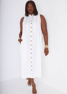 Classy with a sprinkle of bougie, look #quietluxury chic in our midi-length pleated shirtdress. Plus Size Work Dresses, Shirt Dress Plus Size, Plus Size Shirt Dress, Plus Size Work, Plus Size Shirt, Straight Dress, Work Dress, Plus Size Summer, Ashley Stewart