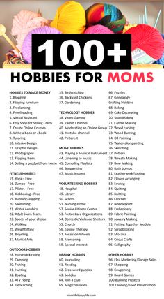 Hobbies For Moms, List Of Hobbies, Freetime Activities, Finding A Hobby, Hobbies For Women, Hobby Ideas, Hobbies To Try, Hobbies That Make Money, Boredom Busters