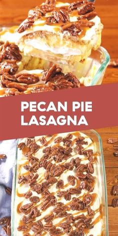 pecan pie lasagna in a casserole dish