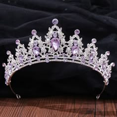 Silver Crown Tiaras Alloy Wedding Party / Evening Bridal Shiny with Sparkling Glitter Headpiece Headwear Lilac Crown, Purple Quinceanera, Purple Quince, Fair Wedding, Quinceanera Crown, Wedding Party Hair, Bridal Crown Tiara, Purple Crown, Wedding Hair Headband