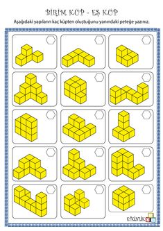 the printable puzzle for kids to learn how to make them look like cubes