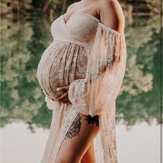 Soft Stretchy Lace Off Shoulder Doubly Split A-Line Skirt Maternity Dress Pregnancy Maxi Gown For Photoshoot Fits True To Size New Photoshoot Fits, Maternity Shoot Dresses, Light Pink Maxi Dress, Maternity Shoot Outfit, Maternity Two Piece, Baby Announcement Photoshoot, Pregnancy Belly Photos, Photoshoot Maternity, Maternity Dresses For Baby Shower