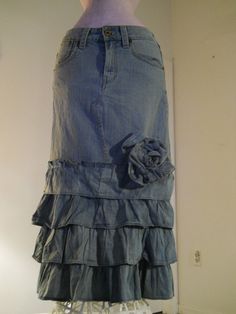 Belle Rose ruffled navy skirt Mermaid Goddess, Diy Skirts, Apostolic Clothing, Skirt Ideas, Jean Skirts, Recycled Jeans