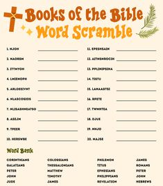 the book of the bible word scramble is an excellent way to learn how to use it