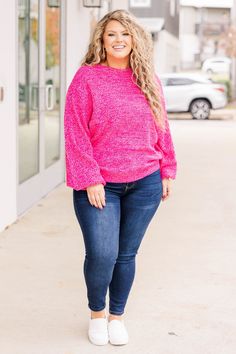 Our ALL NEW sweater is here!!! This cozy cutie has flattering bubble sleeves, and long loose fit! This sweater will be your new go-to piece for the Fall and Winter or any time of year, really! It is seriously the softest material ever, and the hot pink color makes it SO fun to style! Pair it with leggings, distressed skinnies, wedges, sandals, or some glam accessories...seriously the opportunities are endless!! This comfy, cute beauty is a must-have!! 100% Acrylic Bubble Sleeve Sweater, Glam Accessories, New Sweater, Hot Pink Color, Wedges Sandals, Bubble Sleeve, Model Fits, Sweater Sleeves, Fall And Winter