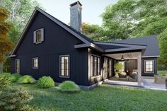 this is an artist's rendering of a small house in the country side yard