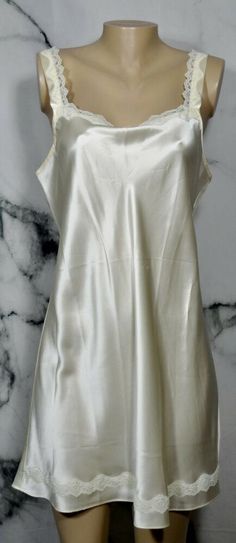 Slip Nightgown, Aesthetic Nightgown, Silk Dressing Gown Aesthetic, Silk Night Gown Aesthetic, Vintage Sleepwear Aesthetic, 90s Nightgown, White Silk Nightgown, Silk Nightgown Aesthetic, Fancy Nightgown