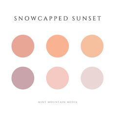 the snowcapped sunsets are shown in different shades and sizes, with text above them