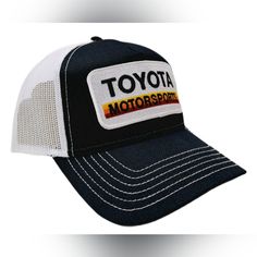 Introducing The Retro Vintage Style Toyota Racing Motorsports Off-Road Trd Trucks Curved Bill Trucker Mesh Snapback Hat Cap Gorra In Black And White Color With American Embroidery Heritage Jdm Style. This Brand New And Never Used Handcrafted Hat Is Made With Pride And Care In The United States, Ensuring Quality That Will Last For Years To Come. The Curved Bill Design Offers Excellent Protection From The Sun, While The Trucker Mesh Snapback Style Guarantees A Comfortable Fit For All Head Sizes. T Bill Design, Driving Cap, Guitar Logo, Knitted Wool Beanie, American Embroidery, Usa Sweater, Outback Hat, Black And White Color Scheme, Stylish Caps