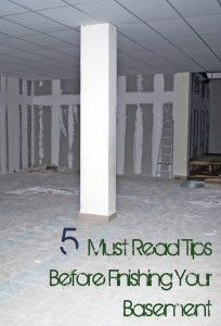 an unfinished room with the words 5 must read tips before finishing your basement