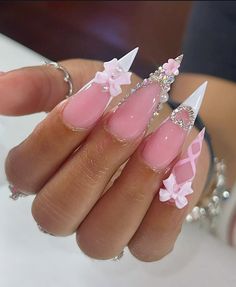 Hot Nail Designs, Green Acrylic Nails, Sky Nails, Pink Ombre Nails, Hard Nails, Diy Acrylic Nails, Girly Acrylic Nails, Pretty Nail Designs