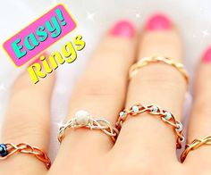 four different rings are shown with the words easy rings on it's fingers and one is