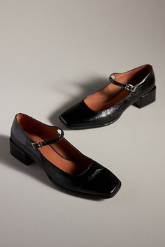 Leather upper, insole Rubber sole Buckle styling Imported | Mary Jane Block Heels by Maeve in Black, Women's, Size: 40, Leather/Rubber at Anthropologie Mary Jane Outfit, White Mary Jane Shoes, Red Mary Jane Shoes, Grad Trip, Black Mary Jane Heels, Retro Heels, Black And White Heels, Wedding Guest Shoes, Black Block Heels