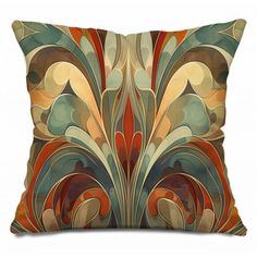 a decorative pillow with an abstract design on it