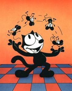 an animated cat dancing on a checkered floor with many bugs around his neck and legs