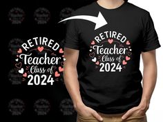 a man wearing a t - shirt with the words retired teacher class of 202 on it