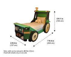 a green bed with wheels and a dog on the top is shown in this diagram