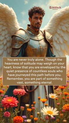 an image of a man in armor with wings on his chest and the words, you are