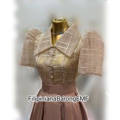 Modern Filipiniana Blouse | Piña Filipiniana | Premium Checkered embroidery design | See through style Best to match to your skirts☺️ Processing time: 4 to 10 days Delivery : 5 to 10 days REMINDER: PLEASE message your contact number as it is required by the courier services Thank you!    STRICTLY STRICTLY STRICTLY ❌ NO BOGUS BUYER ❌ NO CANCELLATION when orders is on process already ❌ NO JOY RESERVERS  ❌ NO REFUSING OF ORDERS(deliver already-NO TO REFUND) ✅PLEASE BE A RESPONSIBLE BUYER, WE ARE ONLY SMALL BUSINESS AND ALL ITEMS ARE MADE TO ORDER  WE MEAN BUSINESS HERE (i have a child to feed on) RETURNS EXCEPTION For circumstances that I may allow returns: 1. Returns must be sent within 7 days upon receipt. 2. Refund will be minus the shipping fee and return postage will be paid by the custo Diy Two Piece Outfit, Elegant Backless Dress, Modern Filipiniana Dress, Mothers Gowns, Filipino Fashion, Modern Filipiniana, Filipiniana Dress, Mothers Dresses, Grad Dresses