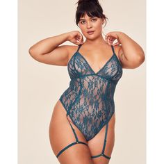 Our sheer, curve-hugging floral-lace bodysuit comes with dramatic adjustable garters and a lace-up back feature that are made to be seen. Plus Size Lingerie, Lingerie Blue, Chic Bra, Blue Coral, Adore Me, Bodysuit Lingerie, Coral Blue, Bra And Panty Sets, Lace Bodysuit