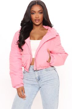 Billie Cropped Cargo Jacket - Pink | Fashion Nova, Jackets & Coats | Fashion Nova Puffer Jacket Cropped, Puffer Jacket With Fur, Patagonia Nano Puff Jacket, Grey Puffer Jacket, The Super Puff, Pink Puffer Jacket, North Face Puffer Jacket, Cropped Puffer Jacket, Hooded Puffer Jacket