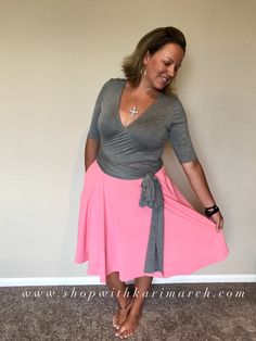 Midi skirt and wrap top Agnes and Dora! www.shopwithkarimarch.com Midi Skirt