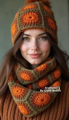 a woman wearing a knitted hat and scarf