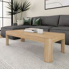 a living room with a couch and coffee table