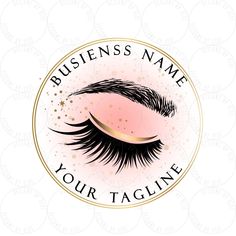 an eye with long lashes and stars in the background for business name, your tagline