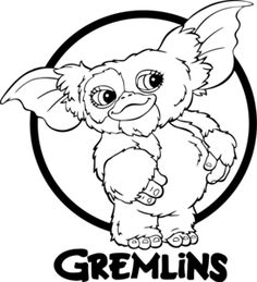 the gremlin's logo is shown in black and white, with an elephant holding