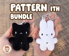 two small stuffed animals are being held in their hands with the words pattern 11 bundle