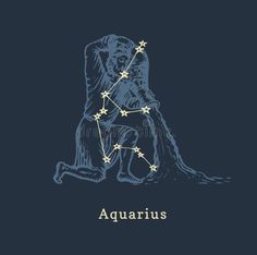 the zodiac sign aquarius on a dark blue background with stars in it royalty illustration