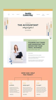 Jackie Easterday CPA Colorful Showit Website Design Bookkeeper Website Design, Simple Web Design Layout, Bookkeeping Website Design, Accountant Website Design, Workbook Design Ideas, Marketing Website Design Inspiration, Services Page Design Website, Bright Website Design