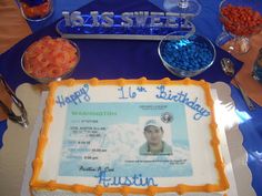 a birthday cake with an image of a person on it