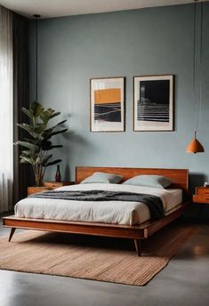 41 Mid Century Modern Bedrooms: Retro Chic for Timeless Elegance Cherry Wood Bedroom, Coastal Boho Decor, Mid Century Modern Bedroom Design, Boho Decor Ideas, Mid Century Modern Bed, Mid Century Modern Interior Design, Mid Century Bedroom, Mid Century Interior, Retro Bedrooms