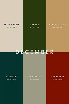 the color scheme for december is shown in different shades