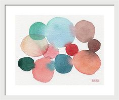 an abstract watercolor painting with circles on white paper framed print by panoramic images