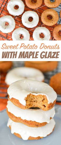 sweet potato donuts with maple glaze are the perfect treat for fall and winter