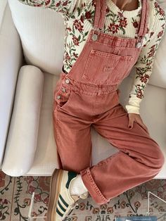 Fun Creative Outfits, Gingham Jumpsuit Outfit, Floral Overalls Outfits, Patterned Overalls Outfit, Lounge Jumpsuit Outfit, Neutral Tops Outfit, Womens Jumper Outfits, Overalls Outfit Teacher, Hot Springs Arkansas Outfits