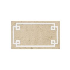 a beige rug with white lines on the side and a rectangle shaped area in the middle