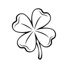 a four leaf clover in black and white