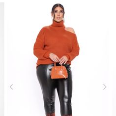 Plus Size Open Shoulder Sweater. Dress Up Or Down. Purchased Too Large. Company Doesn’t Accept Exchanges. Fashion Nova Curve, Orange Sweater, Long Knit Cardigan, Sweater Oversize, Fashion Nova Models, Loungewear Women, Fashion Nova Jeans, Crop Top Sweater, Long Sleeve Turtleneck