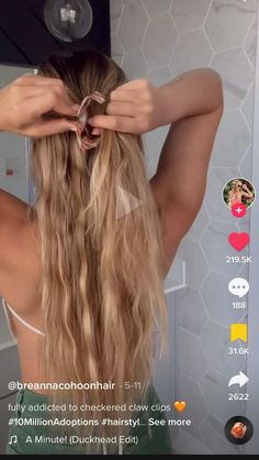 Hair Styles Clip, Claw Clip Hairstyles, Long Hair Clip, Hairstyles Trendy, Long Hair Tutorial, Clip Hairstyles, Medium Long Hair, Medium Hairstyles, Hair Stylies