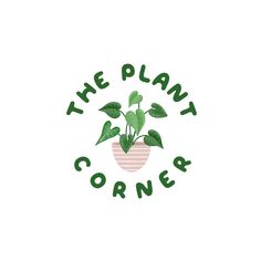 the plant corner logo with green plants in a pot