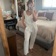 Nwot Size M But I Had Altered To Fit 5’ 2” White Linen Jumpsuit, Linen Jumpsuit, White Linen, Pant Jumpsuit, Jumpsuit Romper, Color White, Pants For Women, Jumpsuit, Rompers